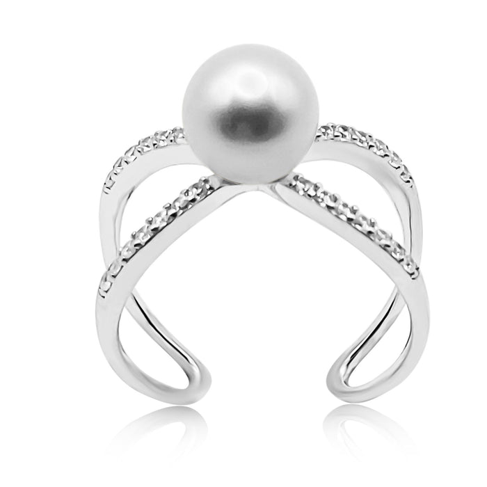 Cultured Pearl Ring 8 mm in Silver 925