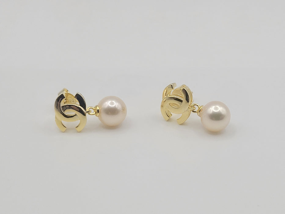 Akoya Cultured Pearl Earrings in Silver 925 Gold Plated