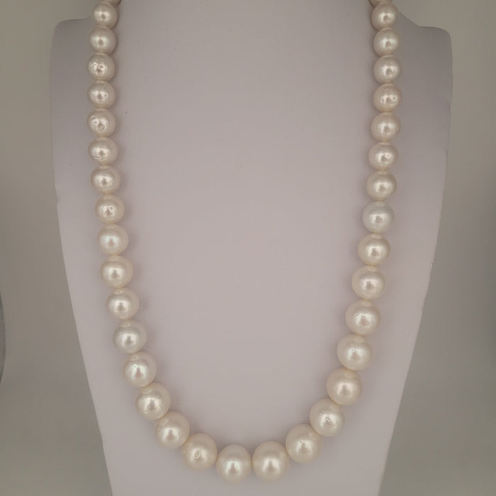 White South Sea Pearls Round 8-13 mm 18K Gold Clasp