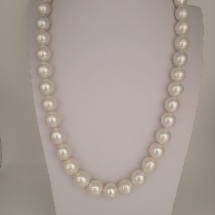 White South Sea Pearls 10-12.60 mm Very High Luster 18K Gold Clasp