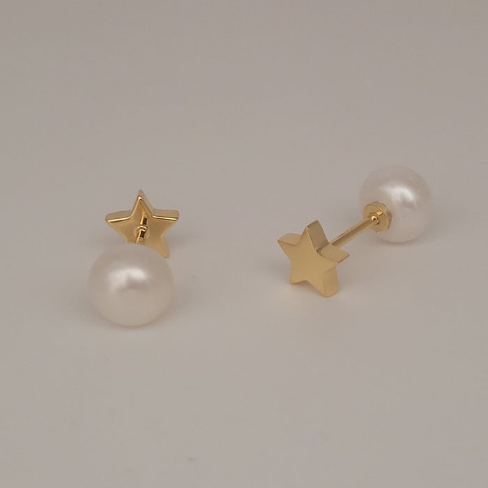 Reversible Cultured Pearl Earrings in Gold Plated Silver 925