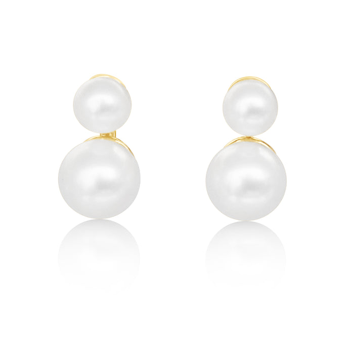 Earrings 9K Yellow Gold and Cultured Pearls AAA