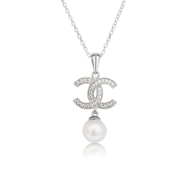 Akoya Cultured Pearl Pendant Necklace in Silver 925