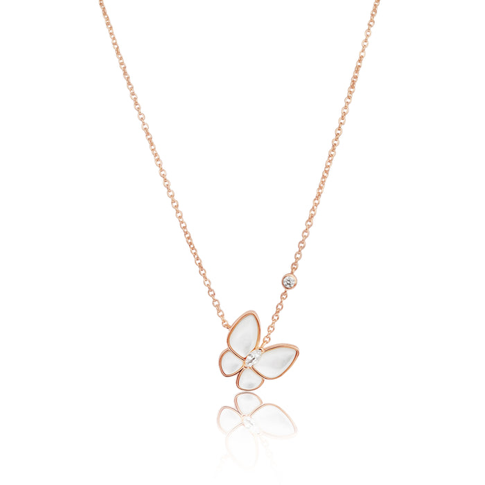 Pendant Necklace of Mother of Pearl and Silver 925 Rose Gold