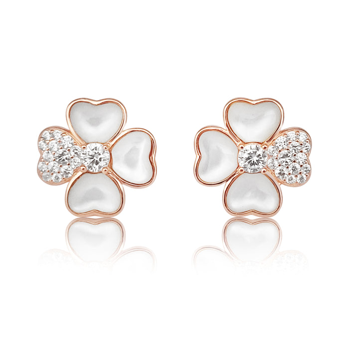 Earrings of Mother of Pearl in Silver 925 Rose Gold Plated