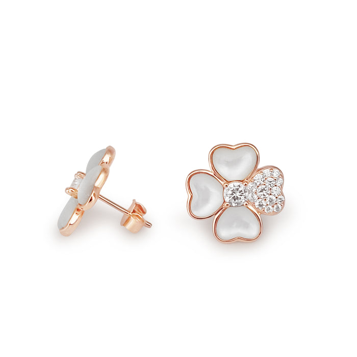 Earrings of Mother of Pearl in Silver 925 Rose Gold Plated