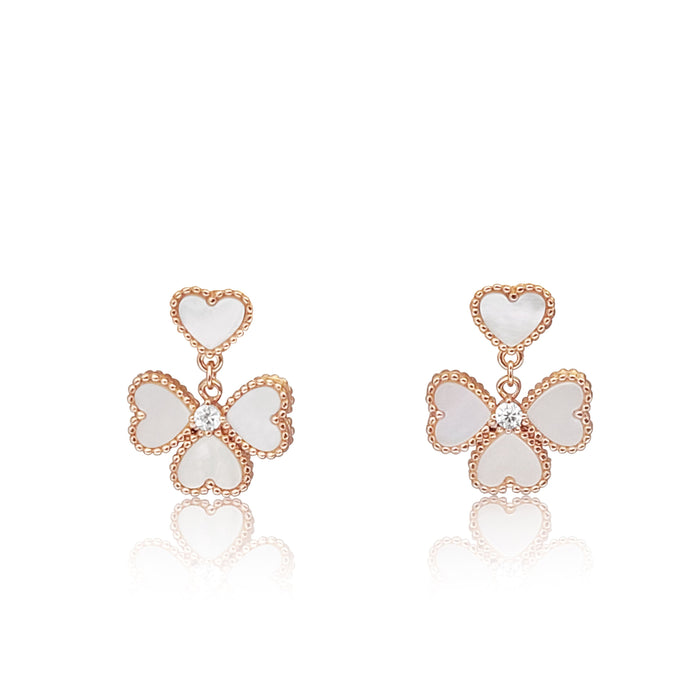 Earrings of Mother of Pearl in Silver 925 Rose Gold Plated