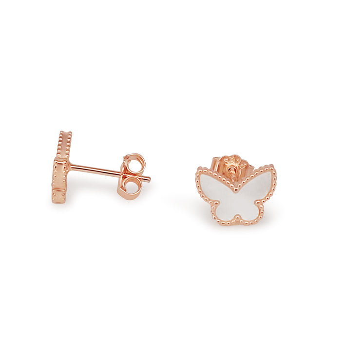 Earrings of Mother of Pearl and Silver 925 Rose Gold Plated