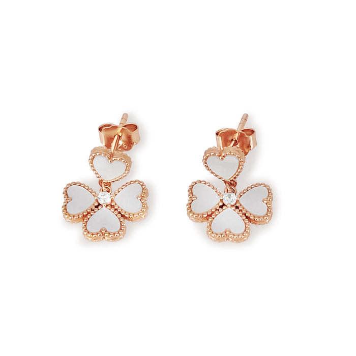 Earrings of Mother of Pearl in Silver 925 Rose Gold Plated