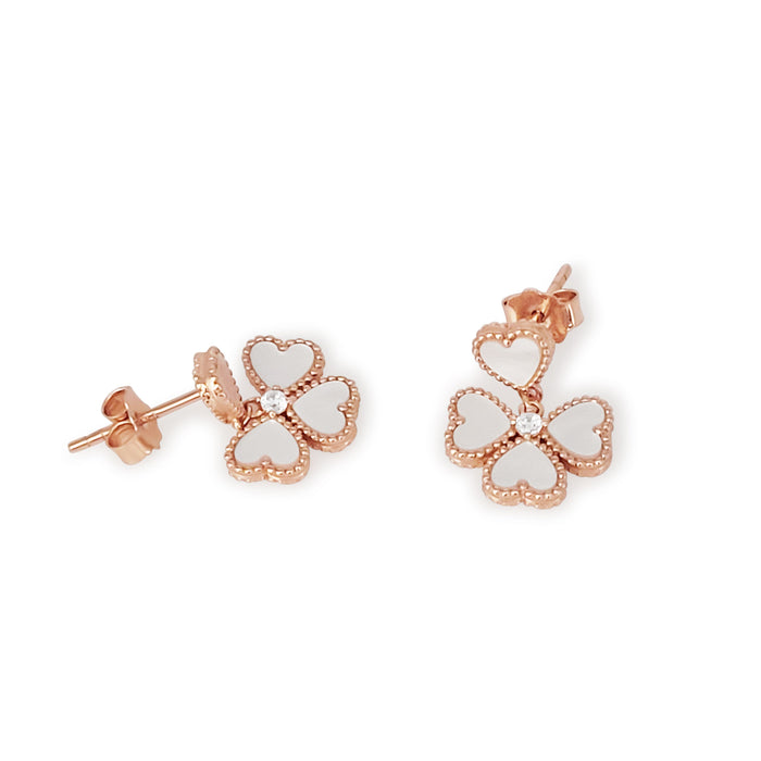 Earrings of Mother of Pearl in Silver 925 Rose Gold Plated