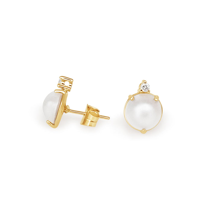 Australian Mabe Pearls Earrings in 18K Gold and Diamonds