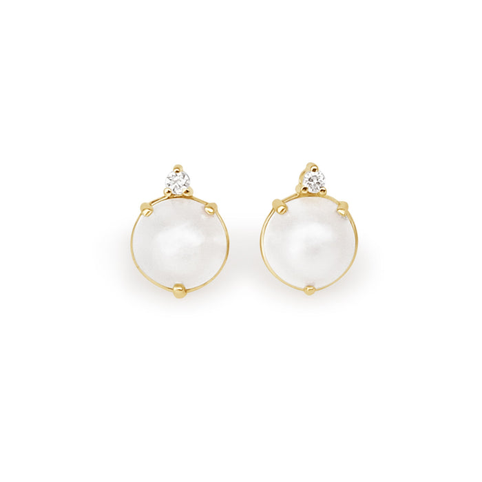 Australian Mabe Pearls Earrings in 18K Gold and Diamonds