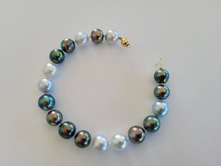 Tahitian Pearls & White South Sea Pearls Bracelet 10-11 mm, 18 Karat Solid Yellow Gold Clasp - Only at  The South Sea Pearl