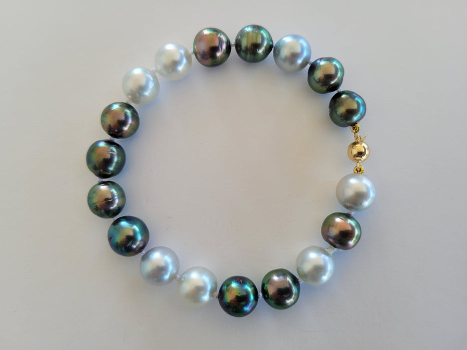 Tahitian Pearls & White South Sea Pearls Bracelet 10-11 mm, 18 Karat Solid Yellow Gold Clasp - Only at  The South Sea Pearl